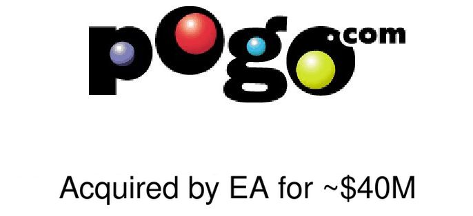 Pogo logo — acquired by Electronic Arts for about $40M