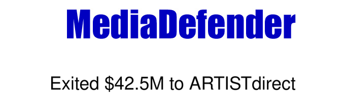 MediaDefender logo — exited to ARTISTdirect for $42.5M